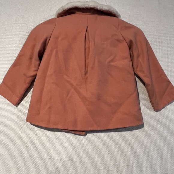 JOie Girls Size 2T Faux-Fur-Trimmed Blush Pink Button lined Jacket Coat - Picture 6 of 12